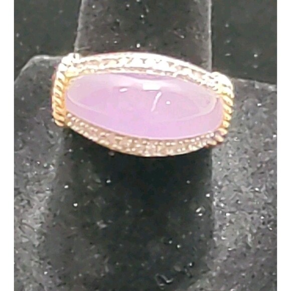 Estate Jewelry - LAVENDER Jadeite JADE 14K GOLD & Diamond Ring Vintage Size 7 4.71 G